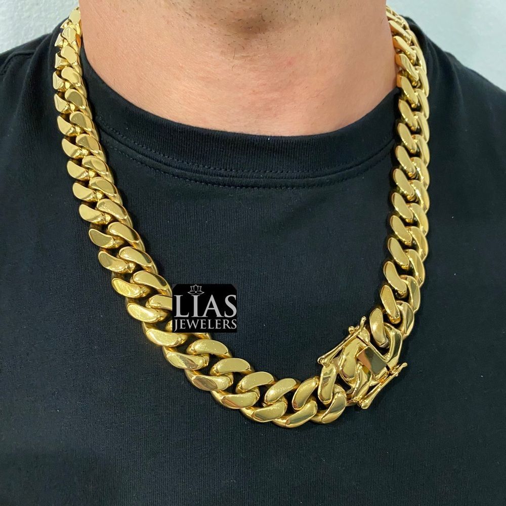 New 18k yellow Gold filled Cuban Link Chain Necklace